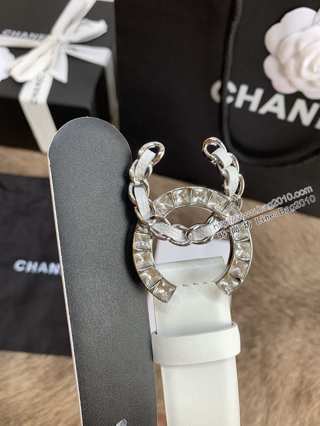 Chanel女士皮帶 香奈兒小香鑽圈雙面用小牛皮腰帶  jjp1166